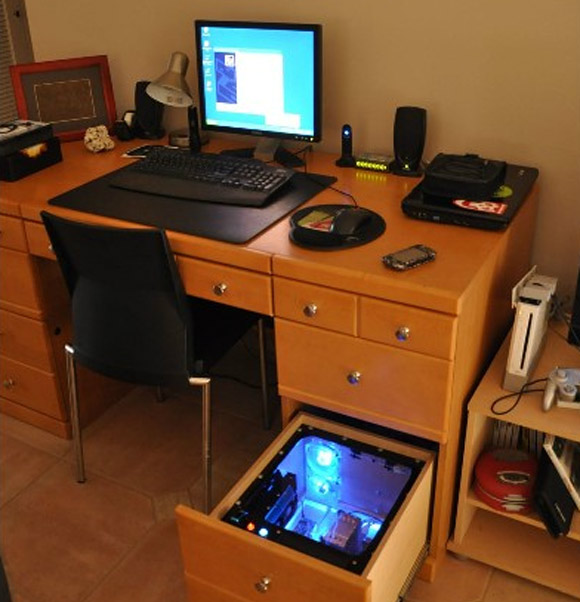 computer case in desktop