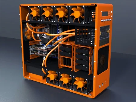 orange custom gaming desktop