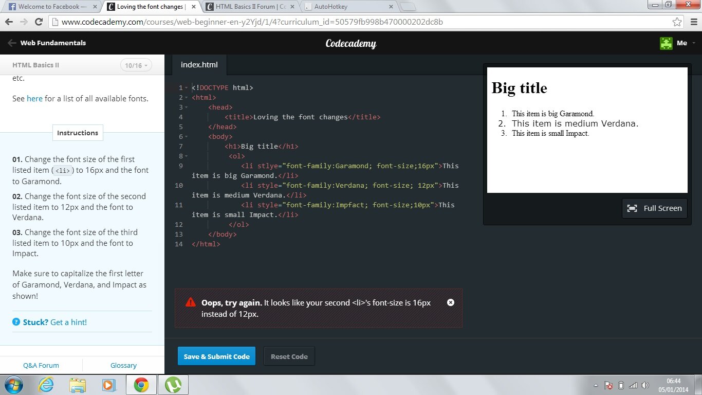 codecademy html course