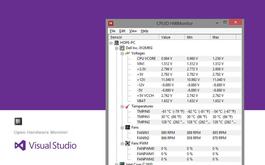 Open Hardware Monitor DLL with Visual Studio