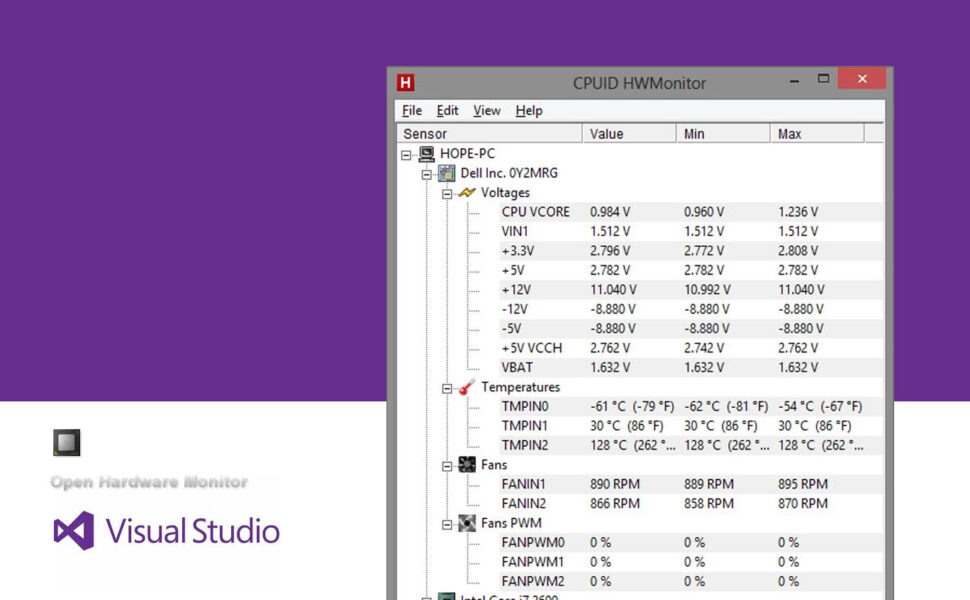 Open Hardware Monitor DLL with Visual Studio