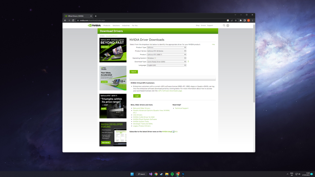 Download the latest AMD or Nvidia Drivers